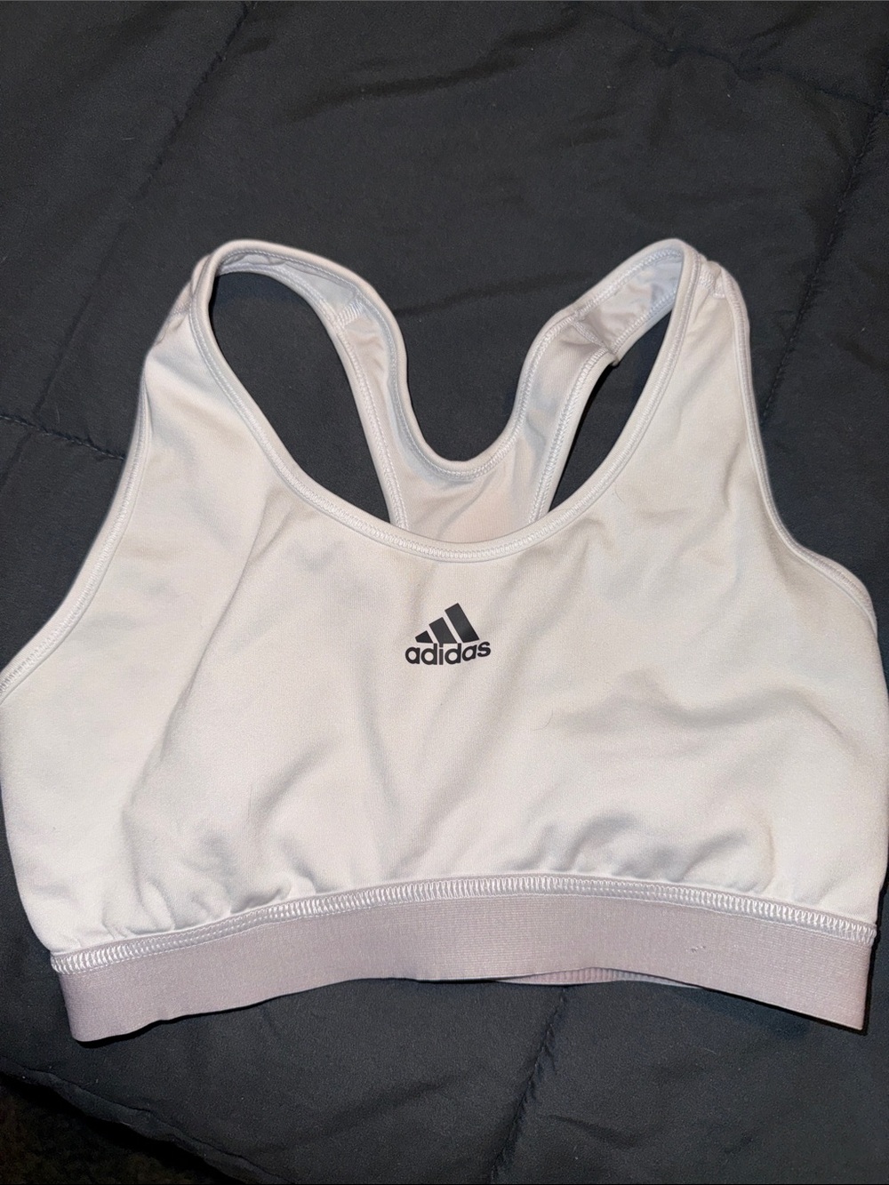 adidas white Racerback Sports Bra with Logo